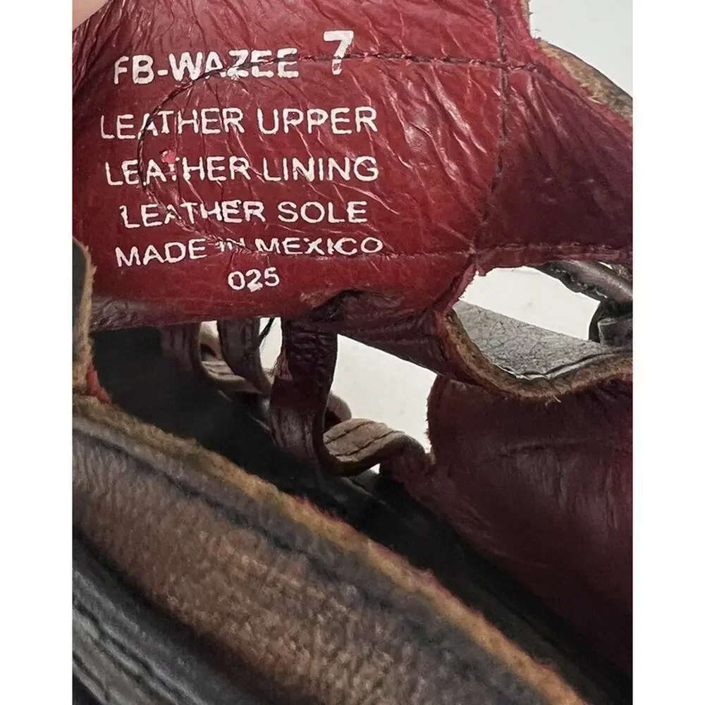 Freebird By Steven Wazee Leather Sandal Heel Booties Womens Size 7 Distressed - Picture 9 of 15